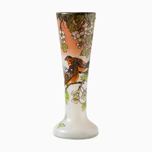 Art Nouveau Vase in White and Pink-Tinted Glass by François-Théodore Legras