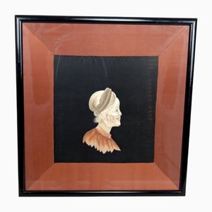 Mid-20th Century Silk Embroidered Portrait Elderly Woman, Vietnam, 1940s