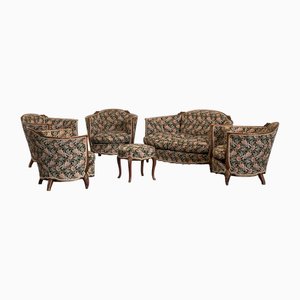 Sofa, Armchairs and Ottoman, 1950s, Set of 6