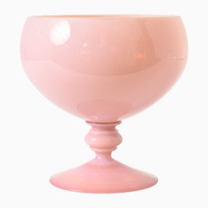 Bol Piédestal Vintage en Verre Opalin d'Empoli, Italie, 1950s