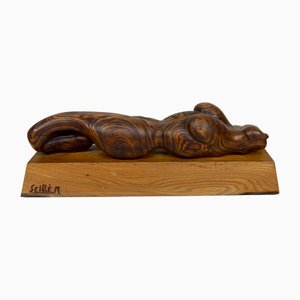 Brutalist Sculpture of Female Body in Cedar and Oak by Seillé M, France, 1970s