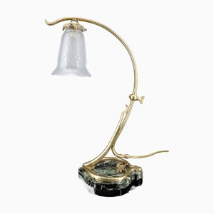 Jugendstil Schreibtischlampe aus Bronze & Marmor, Frankreich, 1890er