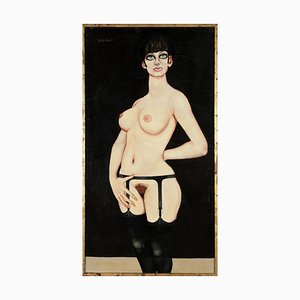 Ludwig Scharl, großer Akt mit Strapsen, 1970er