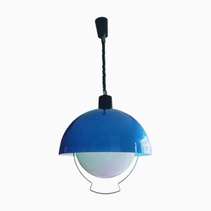 Blaue Mid-Century Vintage Hängelampe, 1970er