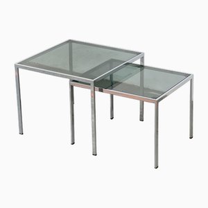 Interlocking Glass and Metal Coffee Tables, 1970s, Set of 2