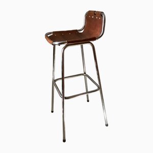 Bar Stool in Leather Les Arcs Ski Resort by Charlotte Perriand, France, 1960s