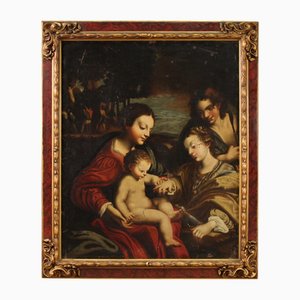 Artista italiano, Matrimonio mistico di Santa Caterina, 1750, Olio su tela, In cornice
