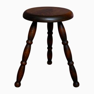 Brutalist Tripod Stool in Wood, 1940s