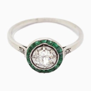 Art Deco Emerald and Diamond Ring