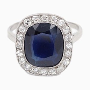 Art Deco Saphir- und Diamantring