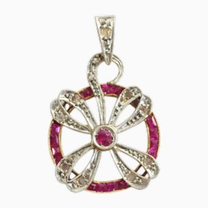 Art Deco Clover Ruby Pendant