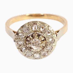 Anillo circular de diamantes y platino