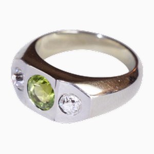 Diamond and Tourmaline Signet Ring
