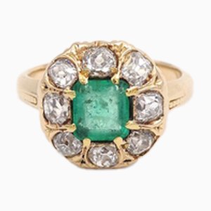 Kolumbianischer Smaragd-Cluster-Ring