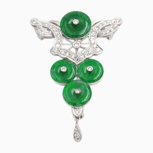 Jade and Diamond Pendant Brooch