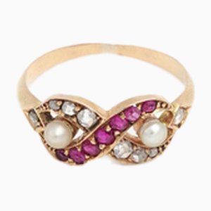 Antique Infinity Ruby and Diamond Ring