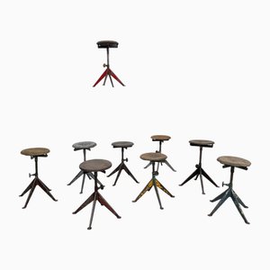 Quadripod Stools attributed to Jean Prouvé, 1950s, Set of 9