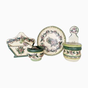 Mortaio Art Deco in legno dipinto, anni '30, set di 5