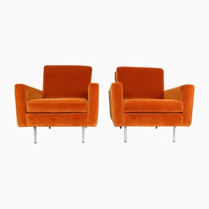 Poltronas 25 aC primera edición de terciopelo atribuidas a Florence Knoll, años 50. Juego de 2