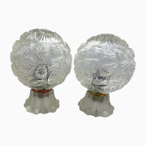 Lampes de Bureau Vintage en Verre, 1960s, Set de 2