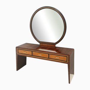 Tocador de nogal ebonizado y abedul con espejo atribuido a Paolo Buffa, años 50