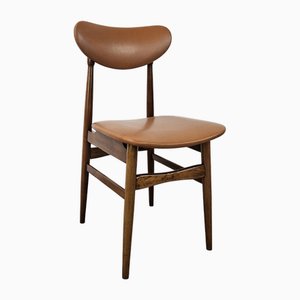 Scandinavian Teak and Brown Skai Chair, 1970s