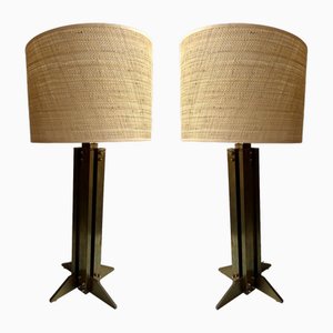 Italian Brass Modernist Lamps, 1970s, Set of 2