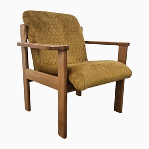 Upholstered Living Room Armchair in Beech, 1980s
