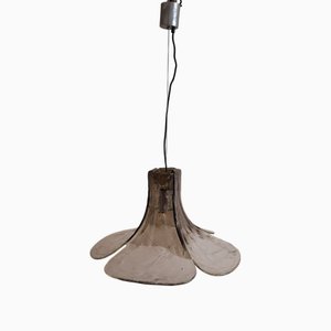 Vintage Chrome-Plated Metal and Tinted Murano Glass Ceiling Lamp by Carlo Nason for Mazzega, 1970s