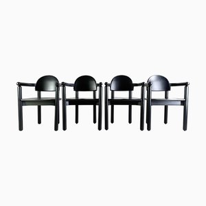 Chaises Vintage Noires par Rainer Daumiller, Set de 4