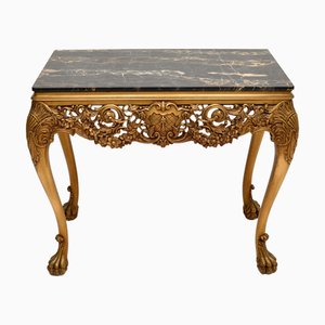 Marble Top Gilt Wood Side Table in the style of William Kent, 1930s