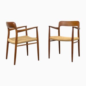 Set of Model 56 Armchairs in Teak and Papercord by Niels Otto Møller for J.L. Møllers, 1960s