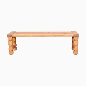 Brutalist Pine Wood Bench by Glas Mäster for Markaryd, Sweden, 1970s