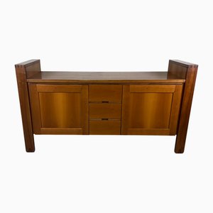 Italian Sideboard Cabinet in Walnut Wood with Drawers and Doors, 1980s