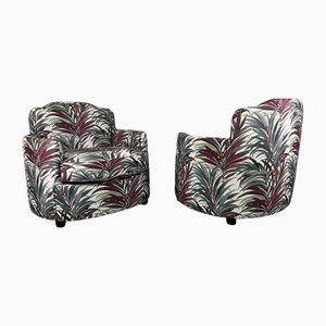 Set de Fauteuils Ronds en Tissu Floral, Italie, 1970s