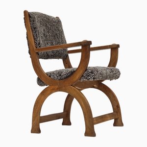 Danish Lounge Chair in Genuine Sheepskin Wellington & Oak Wood, 1970s