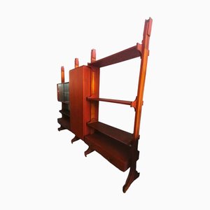 Librería modular con vitrina, años 60. Juego de 4