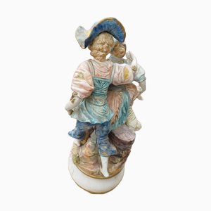 Large Capodimonte Figurine Group of Boys with Lamb and Dog, 1890s