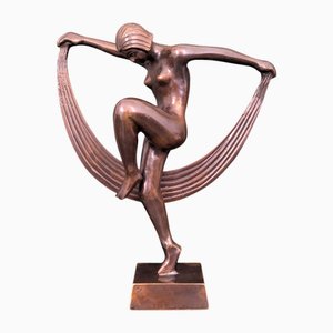 Bailarina Art Déco, siglo XX, bronce