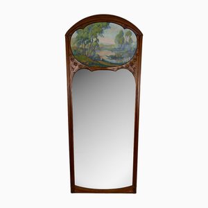 Miroir Trumeau Art Nouveau en Noyer Sculpté, France, 1900s