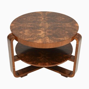 Large Art Deco Burr Walnut Coffee Table, 1930s