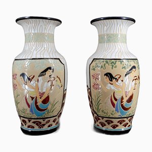Vases Balustre Art Déco en Grès Vernis, Bien Hoa, Indochine, 1930s, Set de 2