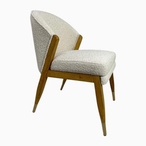 Chaise Bobo en Bois et Tissu Beige Bouclé par Henri Paris
