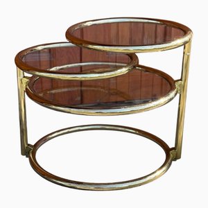 Drehbarer Vintage Messing Couchtisch im Stil von Milo Baughman, 1970er