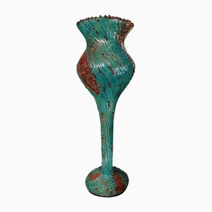 Murano Vase mit Geripptem Lackiertem Dekor von Bottega Veneziana, 1950er