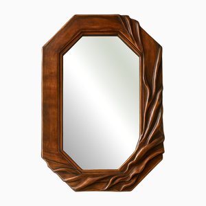 Brutalist Polish Leather Framed Mirror, 1970s
