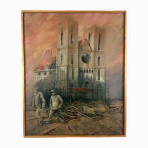 Piotr Synowerski, Church, Oil on Canvas, 1990s, Framed