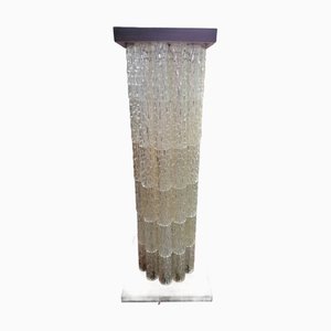 Lámpara de pie de vidrio acrílico con iluminación doble tubular facetada, años 60