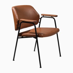 Chaise de Bureau Vintage en Faux Cuir et Fer Noir, Italie, 1960s