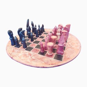Jeux d'Échecs en Terre Cuite, 1970s, Set de 33